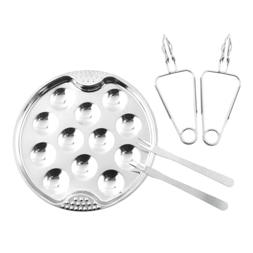 VALICLUD 1Juego Conjunto de Platos Inoxidable para Escargots con Abrazadera para Hornear Diseño Ergonómico y de Limpiar