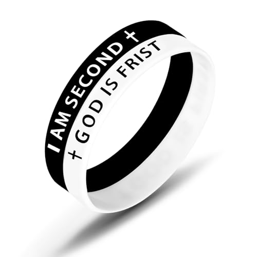 12mm God is First I am Second Bracelet for Men Women Rubber God Bracelets Wristband Inspirational Bible Verse Bracelets Religious Christians Gifts