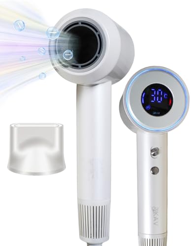 Hair Dryer, KAV Bella Breeze High-Speed Brushless Motor Negative Ionic Blow Dryer for Fast Drying, 110000 RPM Low Noise Hair Dryer, Travel Friendly Temp-Control Hairdryer with Nozzle