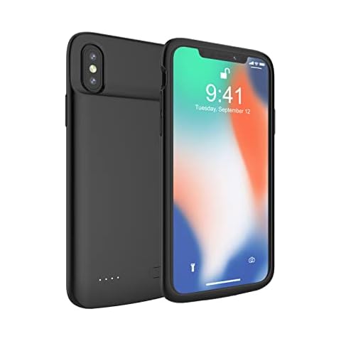 JCK Battery Case for iPhone X/XS/10, 5.8 inch, Upgraded 6000mAh Portable Charging Case Rechargeable Battery for iPhone XS/X/10 Backup Extended Battery Charger Case - Black Cover