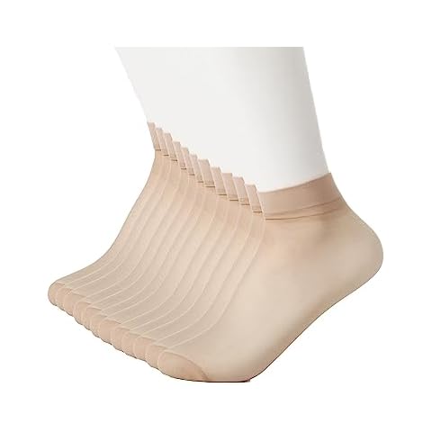 Jsimmotd Nylon Sheer Socks For Unisex,Thin Transparent High Ankle Summer Dress Stockings 12 Pairs(Dark-skin) Cover