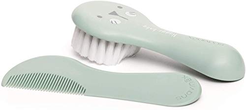 Suavinex, Brosse à cheveux pour bébé et Peigne. Lot Brosse - Peigne pour nouveau-nés. Fibres très Douces. Hygge Collection. Vert