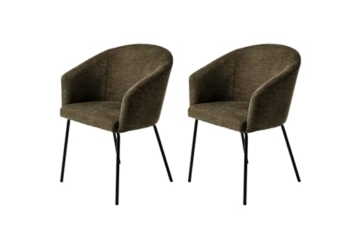 Sedia da pranzo sedie da 2 scuro gambe in metallo Chair Brego taglia unica verde nero