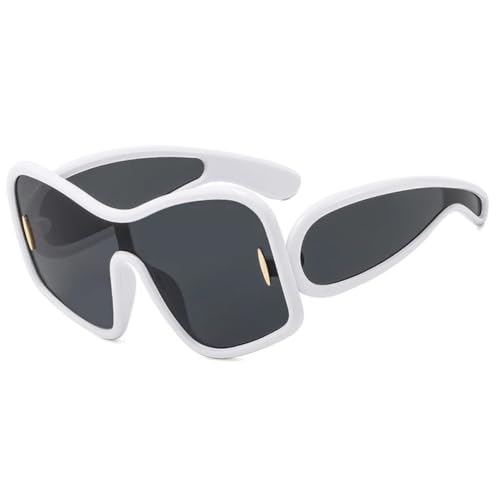 Lunettes de soleil tendance punk blanc et gris pour femmes et hommes