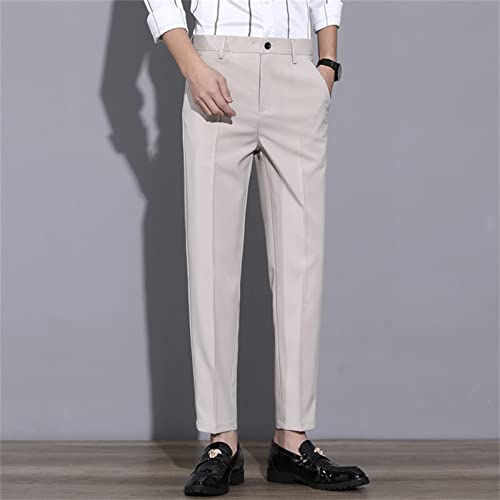 Men's Business Comfort Pant Casual Straight Fit Tapered Wedding Suit Pant Classic Lightweight Loose Fit Trousers2