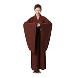 RUNCHILD Women's Loose Monk Robe Summer Comfortable Meditation Costume Mens Traditional Buddhist Prayer Clothing(Wine red,2XL)