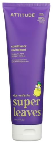 ATTITUDE Kids Conditioner Gentle Detangling Conditioner Moisturizing & Softening for Tangles & Knots Plant-Based Vegan Vanilla & Pear Scent 8 Fl Oz