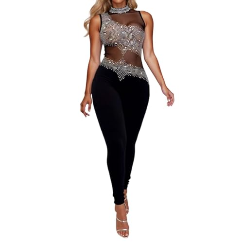 Mono para mujer sin mangas bodycon con diamantes: comodidad diaria y elegancia en casa