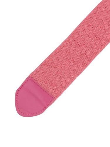 Womens Woven Wide Stretch Belts, Straw Rattan Plastic Buckle Elastic Belt Waistband for Dress3