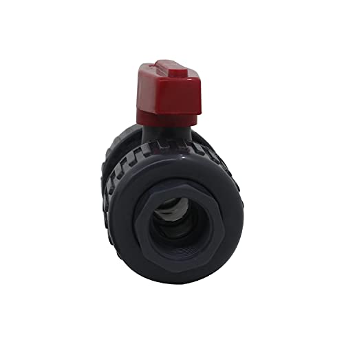 Double Union PVC Ball Valve PVC Inline Plastic Shut Off Valve for Water Pipe Swimming Pool Garden, 1-1/2 Pouce - Image 4