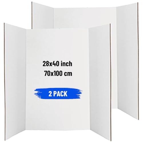SAKPHIL (2 Pcs) Tri-Fold Presentation Board | 28x40 inch (70x100 cm) | 3 Ply Corrugated Cardboard with inside White Surface | Portable Poster Board | School Projects | Office Displays | Exhibitions