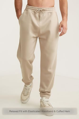 Hubby Sweatpants, Cozy Fleece Joggers for Men, Honeymoon Travel Pants, Comfy Home Relaxed Fit Fall Bottoms, Stone3