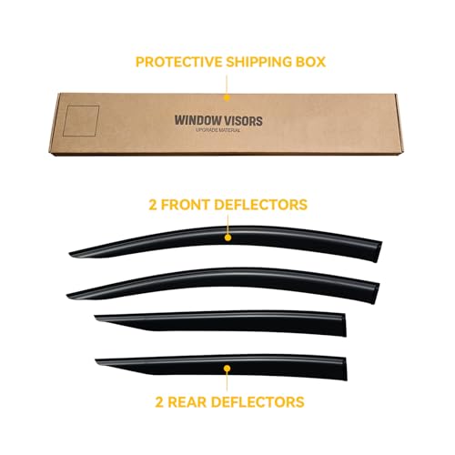 Image of Rain Guards for 2016-2022 Toyota Prius, Out-Channel Window Visor Shields Vent Deflector Shade Wind Dark Smoke 2017 2018 2019 2020 2021, Tape-On Outside-Mount, 4PCS