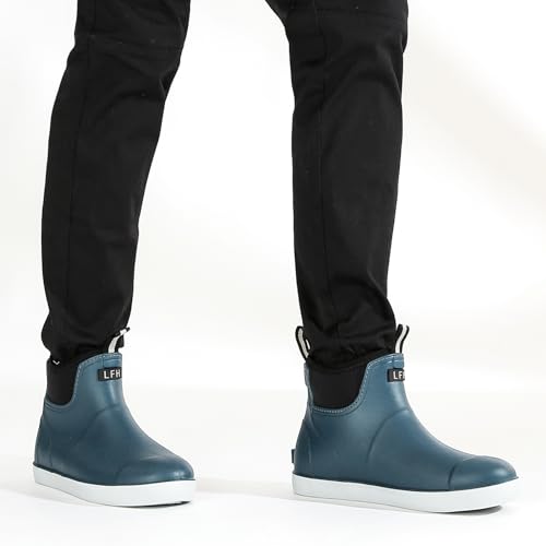 Image of Men's Deck Boots, Waterproof Non-Slip Ankle Rain Boots for Fishing | Waterproof rubber ankle boots with non-slip traction for fishing, gardening, farming, boating and wet outdoor work.
