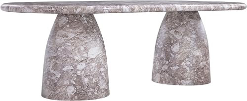 Image of Meridian Furniture 708Brown-T Cosenza Collection Art Deco 96 inch Indoor /Outdoor Concrete Dining Table with Brown Marble Finish, 96 inch W x 44.5 inch D x 30 inch H, Brown