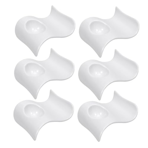 OUNONA 6 Pcs Lightweight Ceramic Egg Holders for Dinning Table Practical Egg Cups with Modern Design and Appetizers Easy to Clean White