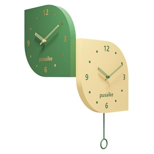 Double Sided Corner Wall Clock with Pendulum, Decorative Silent Clock Battery Operated for Indoor Living Room Bedroom Kitchen Office