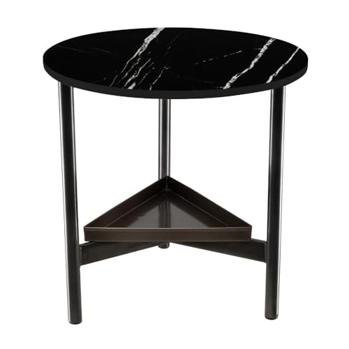 Image of Wakefit Malabar Coffee Table I Marble Finish I Vitrified Tile Top I Colonial Black