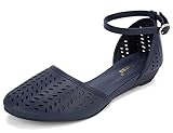 Picture of MaxMuxun Women's Flat Sandals Summer Beach Closed Toe Cage Sandals Blue Size 9