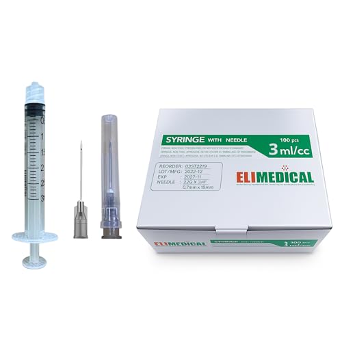 Veterinary syringe with needle, 3cc Luer lock, 22G x 3/4 inch