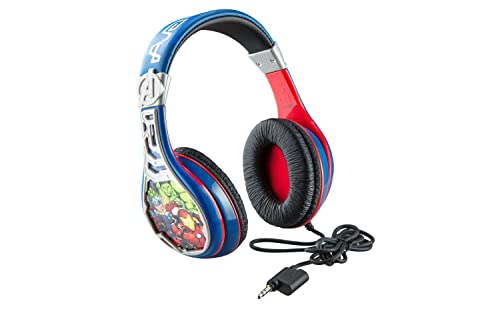 eKids Avengers Headphones for Kids, Wired Headphones for School, Home or Travel, Tangle Free Stereo Earphones with Volume Control, 3.5mm Jack, For...