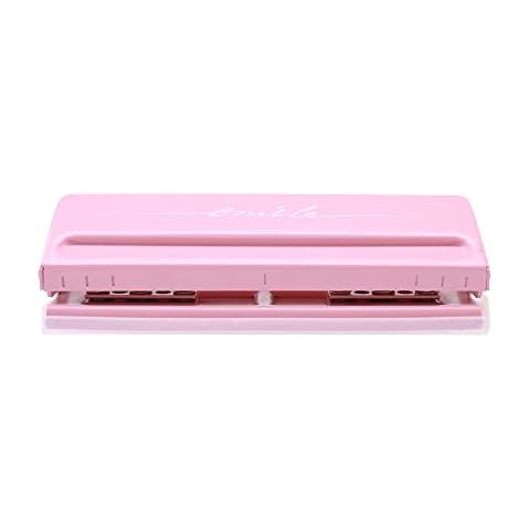Leeofty Adjustable 6-Hole Desktop Punch Puncher for A4 A5 A6 B7 Dairy Planner Organizer Six Ring Binder with 6 Sheet Capacity Cover