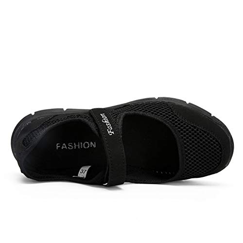 SAGUARO Women's Breathable Walking Shoes Ladies Fashion Mary Jane Sneakers Adjustable Working Nurse Shoes Lightweight Flats Roll I3