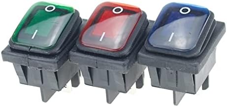 1pcs On Off 12V/220V Heavy Duty 4 Pin DPST IP67 Sealed Waterproof Auto Boat Marine Toggle Rocker Switch with LED 12V 220V 22 * 27 (Color : Black No LED, Size : 12V)