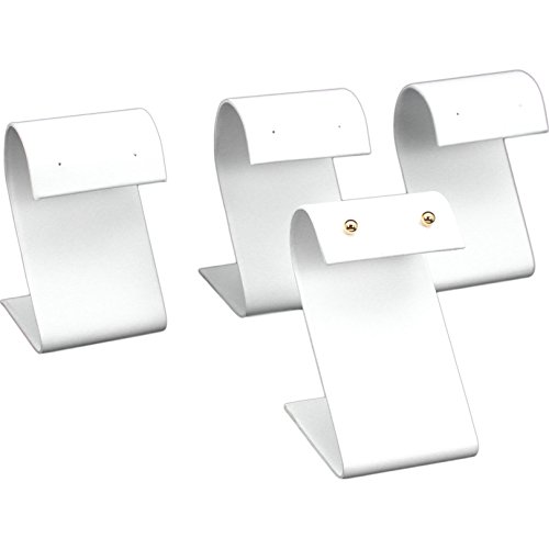 FindingKing 4 White Leather Earring Display Stands Jewelry 3.25