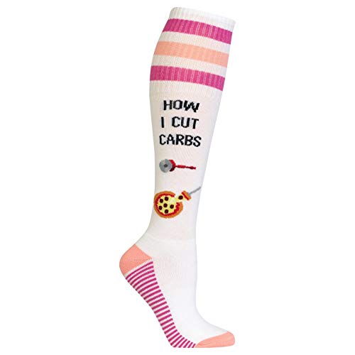 Hot Sox Women's Fun Play On Words Novelty Knee High, White, Shoe Size: 4-10 (Sock Size: 9-11) - Main Image