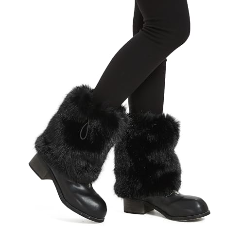 Image of Fur Leg Warmers Furry Faux Fur Winter Leggings Boot Cuffs Toppers for Women