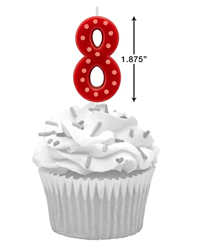 Image of Papyrus Number 8 Birthday Candle, Red Polka Dots (1-Count)