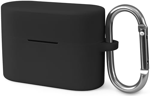 Geiomoo Silicone Cover for Sony WF-1000XM6 Case Soft Flexible Scratch Resistant Protective with Carabiner (Black)