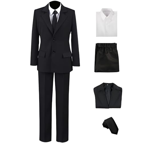 DEQJKGB Cosplay Costume High School Outfit Uniform Suit Shirt Jacket Coat Pants Tie Halloween for Women Men (Black Large)