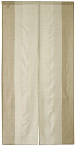 SunnyDayFabric ロング丈のれん マティストライプ ベージュ 綿 ナチュラル 約85cm幅×170cm丈