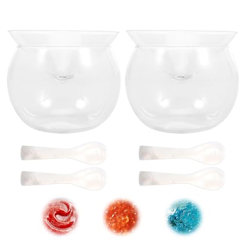 La mejor comparación de Cucharas de caviar comprados en linea. 41 Juego de caviar de vidrio con soporte para hielo y 4 cucharas de concha, juego de platos de caviar universal, enfriador de helado de cóctel para caviares, martinis y cócteles,...