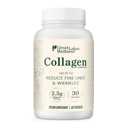 Great Lakes Wellness Collagen Peptides Pills – Supports Hair, Skin, Nails, Joints & Digestion – Hydrolyzed, Non-GMO, Keto & Kosher, VERISOL Collagen Types I & III for Maximum Absorption (120 Capsules)