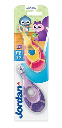 Jordan ® | Step 1 Baby Zahnbürste | Baby Zahnbürste 0-2 Jahre | Die Original Kleinkindzahnbürste mit extra weichen Borsten und weichem Beißring für Babygummis und Easy Grip | Rosa und Lila | 2-pack Jordan ® | Step 1 Baby Zahnbürste | Baby Zahnbürste 0-2 Jahre | Die Original Kleinkindzahnbürste mit extra weichen Borsten und weichem Beißring für Babygummis und Easy Grip | Rosa und Lila | 2-pack