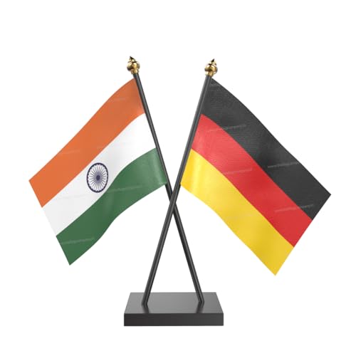 Image of The Flag Company Country Cross Table Desk Flags on Acrylic Base with Poles (Length: 10 inches) | Use for Home & Office,Conference (Germany)