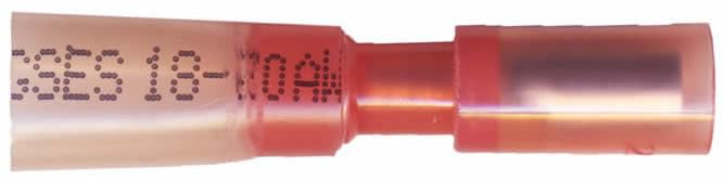 Sherco-Auto Heat Shrink & Crimp Red Male Bullet Connector 22-18 Gauge .180 Tab - 100 Pack - Made in USA