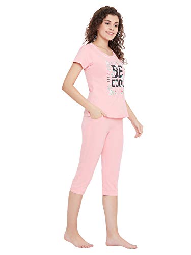 Image of Clovia Women's Cotton Quirky Text Top & Capri Set