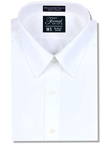 Luxe Microfiber Mens Regular Fit Solid Dress Shirt, Point Collar - Style Bob White