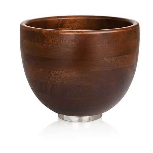 ADVANCEDSIL Premium Walnut Wood Mixing Bowl – 5 Quart – Compatible with 4.5 & 5 Qt Tilt-Head Models – Natural True Walnut Wooden Bowl with Stainless Steel Locking Base