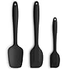 Silicone spatula 3 piece set ergonomic handle high heat resistant spatulas non stick rubber spatulas with stainless steel core black  urban country home decor