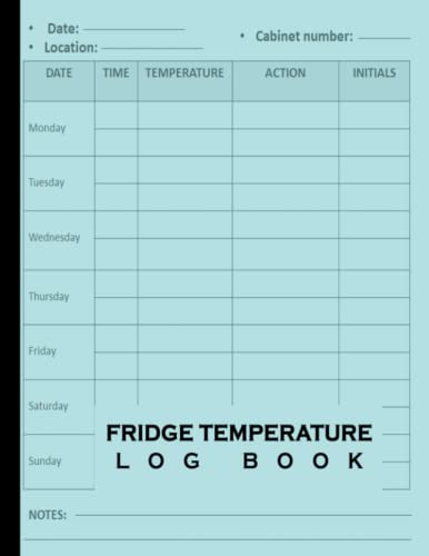 Fridge Temperature Log Book: Food Temperature Log Sheets/Temperature Log Sheet For Refrigerator/ Daily Food Temperature Log Sheets/Fridge Freezer ... Book/Fridge Temperature Organizer Log Book