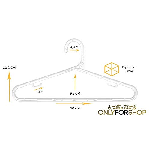 Kit 50 Cabides de Acrílico Tradicional Fino 50 Unidades