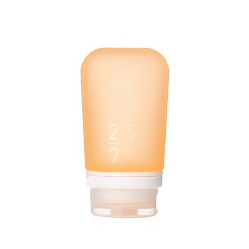 Image of humangear GoToob+ (Medium) | Refillable Silicone Travel Bottle | Locking Lid | Food-Safe Material | Orange, Medium (2.5 fl.oz.; 74ml)