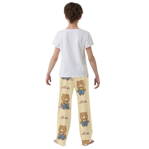 Boys' Pants Brown Bear Mountains Yellow Long Bottoms Jogger Pants Elastic Waist Trousers with Pockets S-XL3