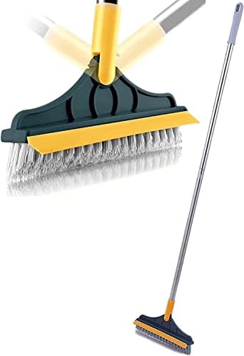 2 in 1 Bathroom Brush With Wiper - 120° Rotating Long Handle Floor ...