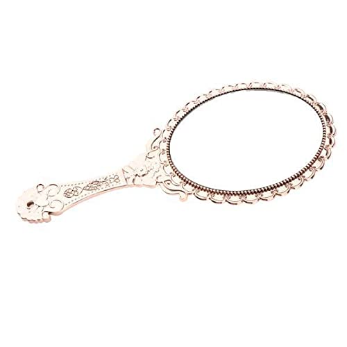 4xAntique Handheld Mirror with Embossed Rose Design for Makeup Rose Golden-image-19